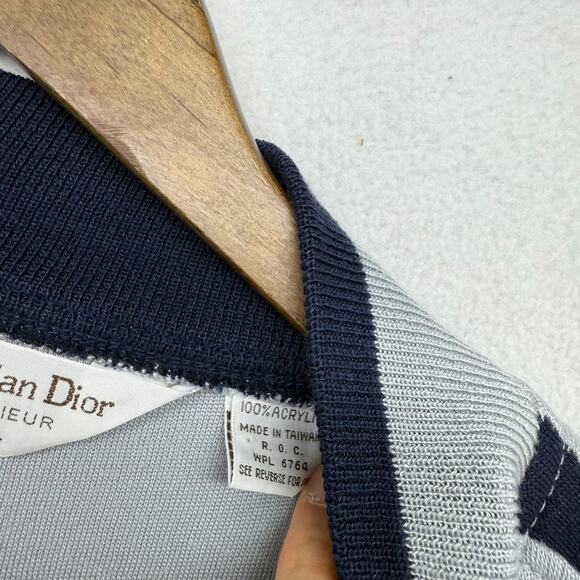 Vintage Christian Dior Track Jacket Men's XL Blue Gray Zip Pockets Monsieur 80s - Picture 8 of 11